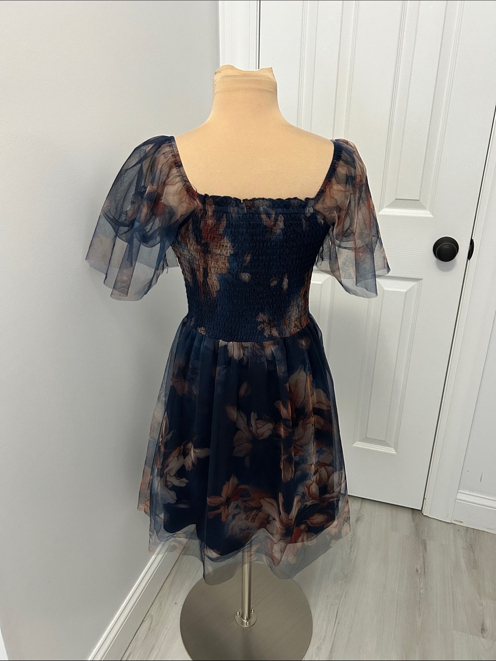 Baltic Born Tivoli Tulle Short Dress Dark Blue Floral - Picture 4 of 9